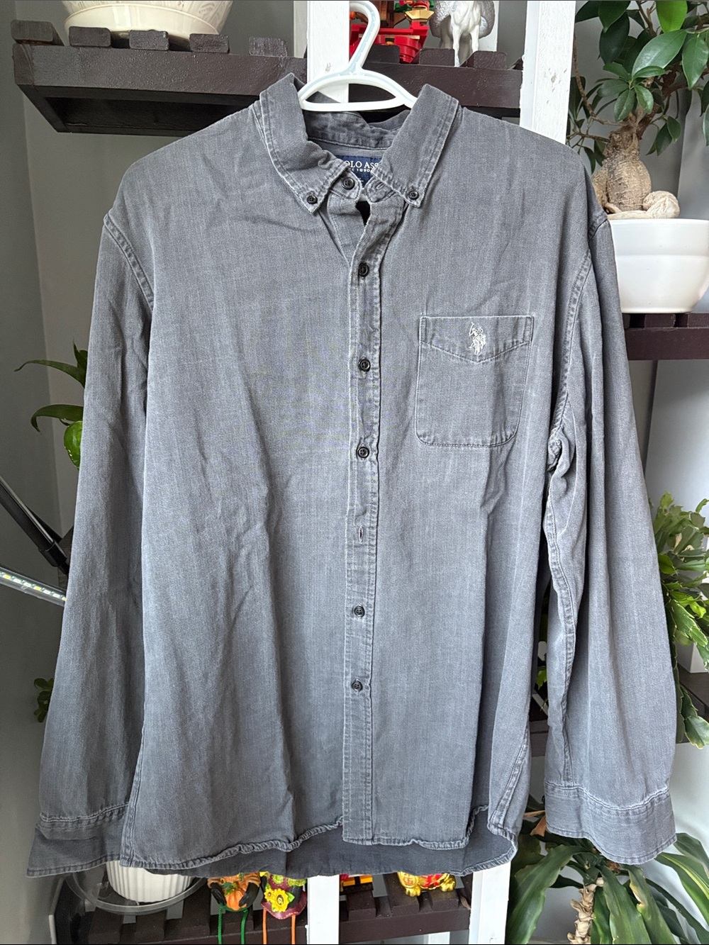 U.S. Polo Assn. Denim Washed Gray Long-Sleeve Button-Down Shirt